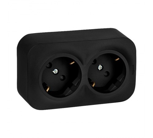 Quteo Чёрный Розетка 2-я с заземлением со шторками 16А винтовые зажимы   782475  Legrand