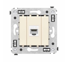 Компьютерная розетка RJ-45 без шторки в стену, кат.6А одинарная, "Avanti", "Ванильная дымка"  4405673  DKC