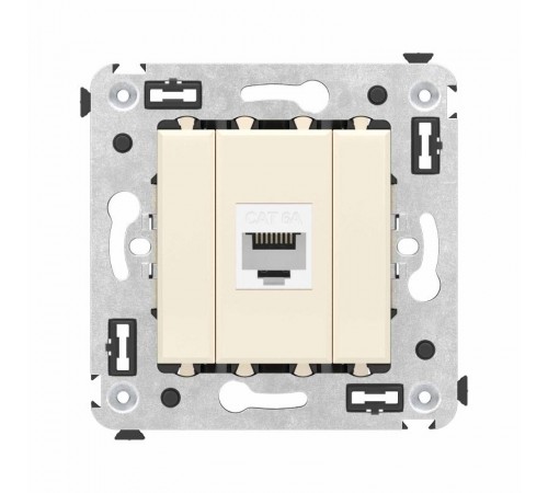 Компьютерная розетка RJ-45 без шторки в стену, кат.6А одинарная, "Avanti", "Ванильная дымка"  4405673  DKC