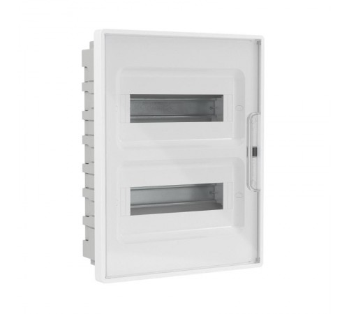 Щиток 24 мод встраиваемый для полых стен FRAME, белый, с прозрачной  дверцей, с 4 шинами PEN (2шт на 8 отв. и 2шт на 6 отв.)  F24B3WT  DKC