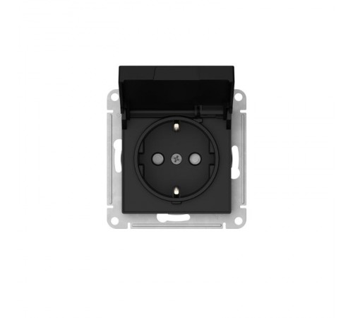 AtlasDesign Карбон Розетка с заземлением со шторками с крышкой,16А,IP20,механизм, быстрозажимные клеммы  ATN001046S  SE