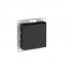 AtlasDesign Карбон Розетка с заземлением со шторками с крышкой,16А,IP20,механизм, быстрозажимные клеммы  ATN001046S  SE