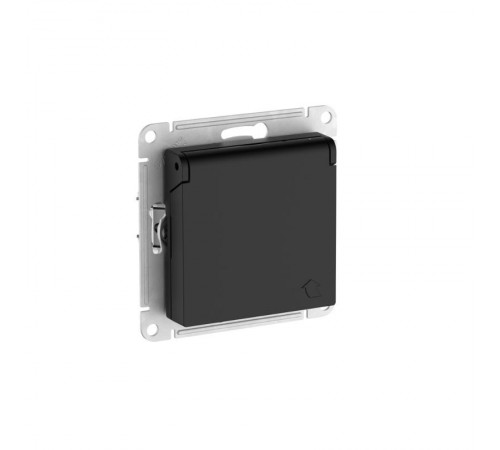 AtlasDesign Карбон Розетка с заземлением со шторками с крышкой,16А,IP20,механизм, быстрозажимные клеммы  ATN001046S  SE