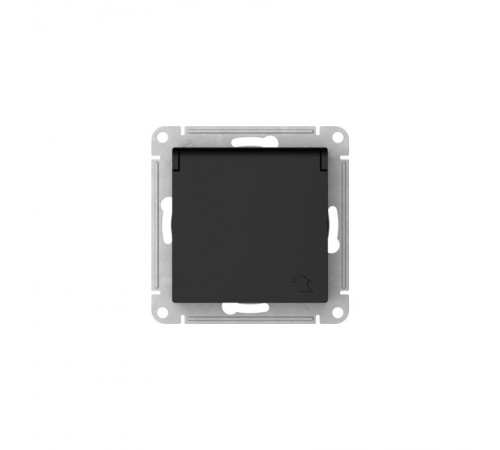 AtlasDesign Карбон Розетка с заземлением со шторками с крышкой,16А,IP20,механизм, быстрозажимные клеммы  ATN001046S  SE