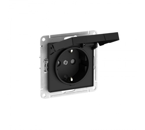 AtlasDesign Карбон Розетка с заземлением со шторками с крышкой,16А,IP20,механизм, быстрозажимные клеммы  ATN001046S  SE