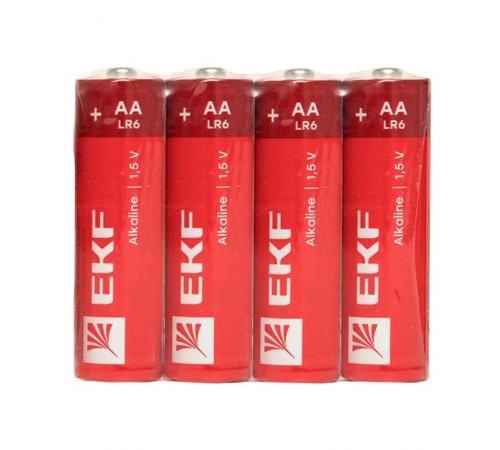 Батарейка алкалиновая типа АА(LR6) шринк 4шт.  LR6-SR4  EKF