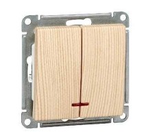 W59 Сосна Выключатель 2-клавишный с подсветкой 10АХ  VS510-251-7-86  SE