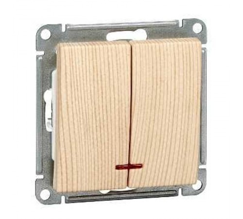 W59 Сосна Выключатель 2-клавишный с подсветкой 10АХ  VS510-251-7-86  SE