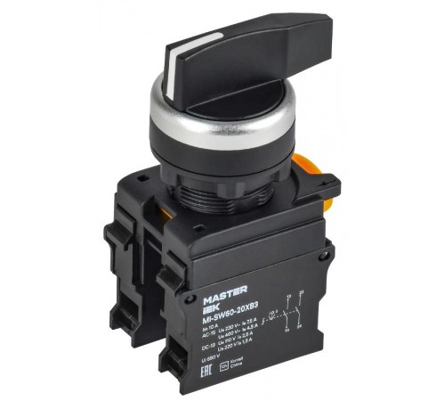 Переключатель длин. ручка 3 полож. 2NO чёрный MASTER  MI-SW60-20XB3-4-25-3-K02  IEK