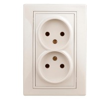 1-204-02 Intro Розетка 2х2P, 16А-250В, IP20, СУ, Plano, сл.кость  Б0027614  Intro