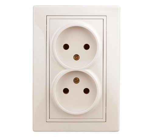 1-204-02 Intro Розетка 2х2P, 16А-250В, IP20, СУ, Plano, сл.кость  Б0027614  Intro