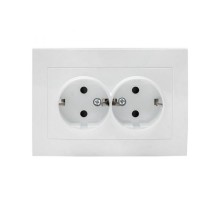 Валенсия розетка 2-местная с/з 16А белая с защ. штор. EKF PROxima   EWR16-128-10   EKF