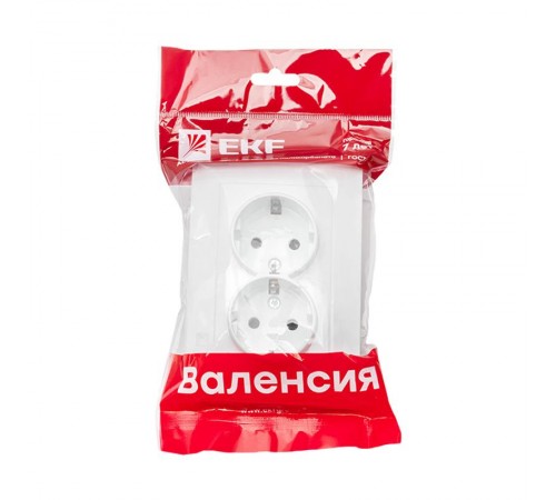 Валенсия розетка 2-местная с/з 16А белая с защ. штор. EKF PROxima   EWR16-128-10   EKF