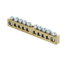 Шина PEN "ноль-земля" (6х9мм) 10 отверстий латунь крепеж по центру розничный стикер EKF PROxima  sn0-63-10-r  EKF