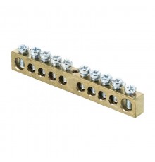 Шина PEN "ноль-земля" (6х9мм) 10 отверстий латунь крепеж по центру розничный стикер EKF PROxima  sn0-63-10-r  EKF