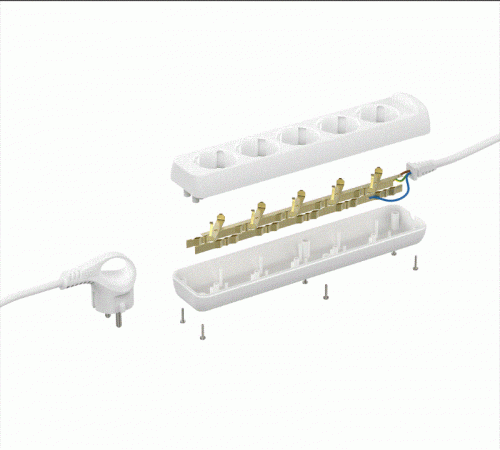 Удлинитель электрический U-5e-3m-3x1,5 с заземлением 5 розеток 3м ПВС 3x1,5мм2 16А  Б0044038  ЭРА