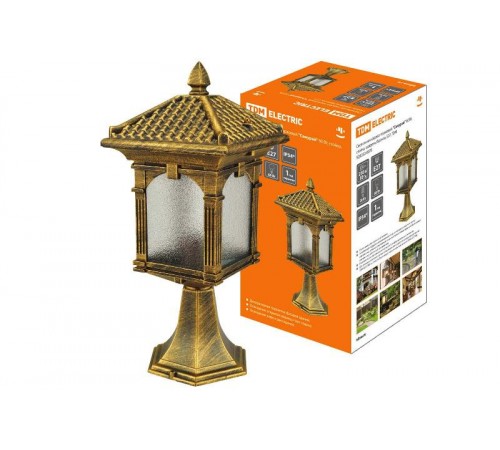 Светильник садово-парковый НПУ Самурай 60Вт ЛН/КЛЛ/LED Е27 IP54 стойка, шагрень/бронза  SQ0330-0078  TDM