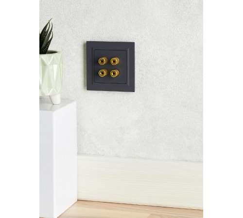 BRITE АудиоРозетка 4-местная РА10-БрГ графит  BR-S40-K53  IEK
