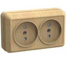 ОКТАВА сосна Розетка 2-местная О/У б/з 10А РС22-2-ОС  ERO20-K03-10-DC  GENERICA