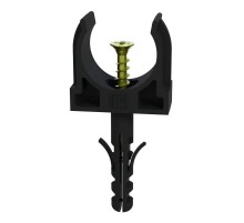 Крепеж-клипса с дюбелем и саморезом черная д32 (25шт/500шт уп/кор)  PR13.0222  Промрукав