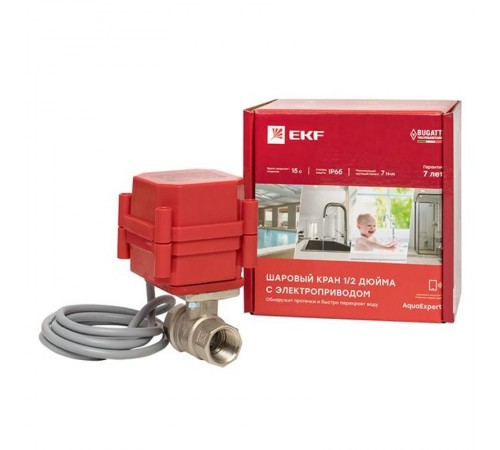 AquaExpert 220V Шаровой кран с электроприводом 1/2 дюйма EKF PROxima  AquaExpert-valve-1/2  EKF