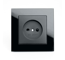Розетка 1-местная с защитной шторкой б/з, 250В, 10А, серия Катрин, GLS10-7009-05, черный  39512  STEKKER