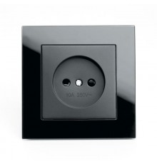 Розетка 1-местная с защитной шторкой б/з, 250В, 10А, серия Катрин, GLS10-7009-05, черный  39512  STEKKER