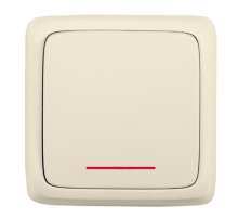 Выключатель открытой установки, одноклавишный, с индикацией, с изолирующей пластиной, цвет слоновая кость  ВА10-114-01  HEGEL