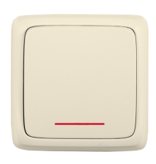 Выключатель "Альфа" О/У 1кл. с индик. слоновая кость  ВА10-112-01  HEGEL