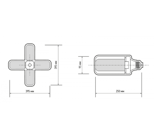 Лампа светодиодная фито PPG T95-4p AGRO 36w FR E27 ( для растений)  .5043350  Jazzway