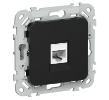 FLITE Розетка телефонная RJ11 кат.3 РТ3-1-ФлЧ черный  FI-T10-K02  IEK