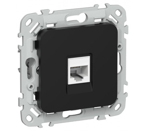 FLITE Розетка телефонная RJ11 кат.3 РТ3-1-ФлЧ черный  FI-T10-K02  IEK