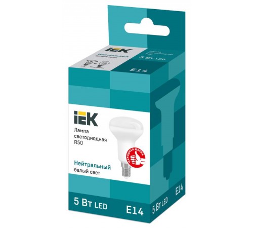 Лампа светодиодная LED 5Вт Е14 220В 4000К R50 рефлектор  LLE-R50-5-230-40-E14  IEK