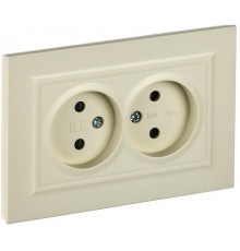 BRITE Розетка 2-ая без заземления со шторками 10А в сборе РСш12-2-БрКр бежевый  BR-R23-10-K10-F  IEK