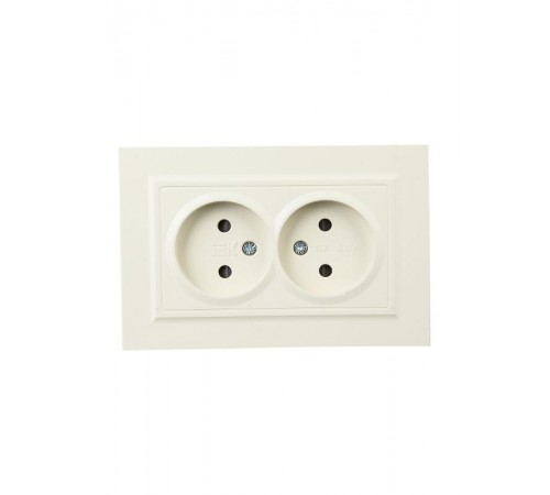 BRITE Розетка 2-ая без заземления со шторками 10А в сборе РСш12-2-БрКр бежевый  BR-R23-10-K10-F  IEK