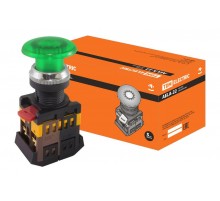 Кнопка AELA-22 "Грибок" зеленый d22мм неон/230В 1з+1р   SQ0704-0014  TDM