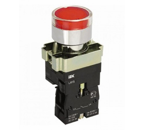 Кнопка управления LAY5-BW3461 с подсветкой красный 1з   BBT50-BW-K04  IEK