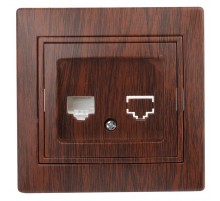 1-303-10 Intro Розетка информационная RJ45, IP20, СУ, Plano, венге  Б0030088  Intro