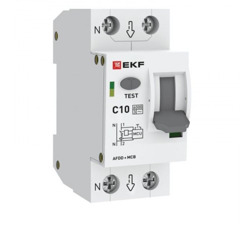 Устройство защиты от дугового пробоя (УЗДП) с автоматическим выключателем 1P+N 10А (C) 6кА PROXIMA afdd-2-10C-pro EKF