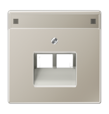 Крышка для сдвоенной телефонной и компютерной розетки  UAE с полем для надписи; благородная сталь  ES2969-2NAUA  Jung