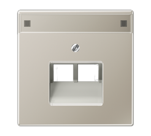 Крышка для сдвоенной телефонной и компютерной розетки  UAE с полем для надписи; благородная сталь  ES2969-2NAUA  Jung