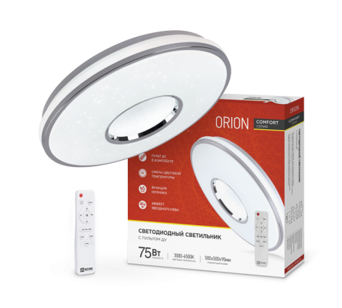 Светильник светодиодный COMFORT ORION 75Вт 230В 3000-6500K 6000Лм 500x100мм с пультом ДУ  4690612035154  IN HOME