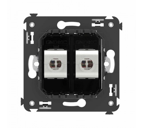 Компьютерная розетка RJ-45 без шторки в стену, кат.6А двойная экранированная, "Avanti", "Черный квадрат"  4402774  DKC