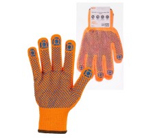 Перчатки плотной вязки акрил с ПВХ, "Точка", оранжевые, 9, 10 кл., 77-80 г, 1 пара,  SQ1016-0217  TDM