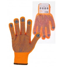 Перчатки плотной вязки акрил с ПВХ, "Точка", оранжевые, 9, 10 кл., 77-80 г, 1 пара,  SQ1016-0217  TDM