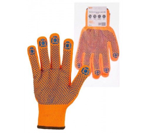 Перчатки плотной вязки акрил с ПВХ, "Точка", оранжевые, 9, 10 кл., 77-80 г, 1 пара,  SQ1016-0217  TDM