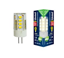 Лампа светодиодная LED-JC-220/3W/3000K/G4/CL GLZ09TR LED, прозр 3000К  UL-00006742  Uniel