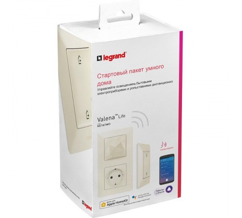 Пакет Умный стартовый Valena Life (шлюз WiFi+розетка Умн. с/з 16А 230В+главн.беспроводн. выкл."Я дома/Я вне дома")сл. кость Netatmo  752296  Legrand