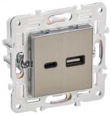 SKANDY Розетка USB A+C 3,1А SK-R14N никель  SK-U22-D31-K50  IEK