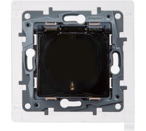 Розетка с заземлением IP44 - Legrand Etika - со шторками с защитной крышкой 16А 250В безвинтовые зажимы - антрацит  672626  Legrand